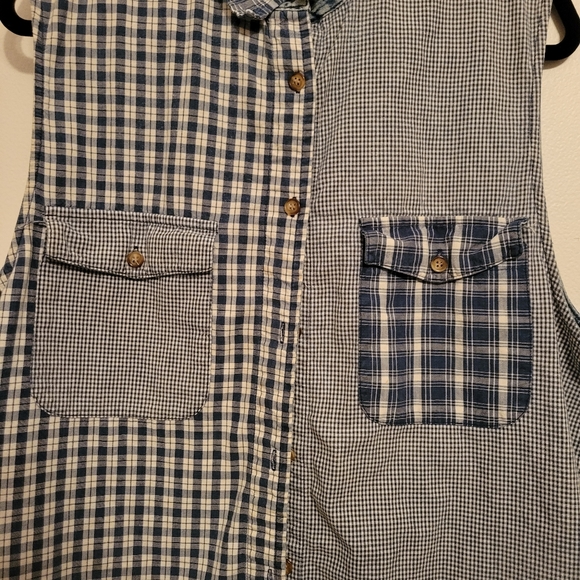 90s/Y2K EXP Jeans short sleeve blue plaid button down shirt | Size L - Picture 5 of 5